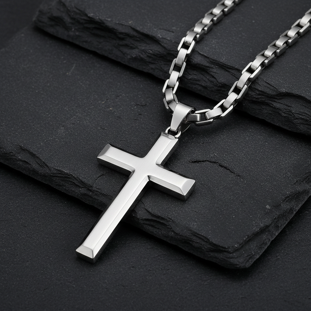 Cordão Pingente Cross Steel