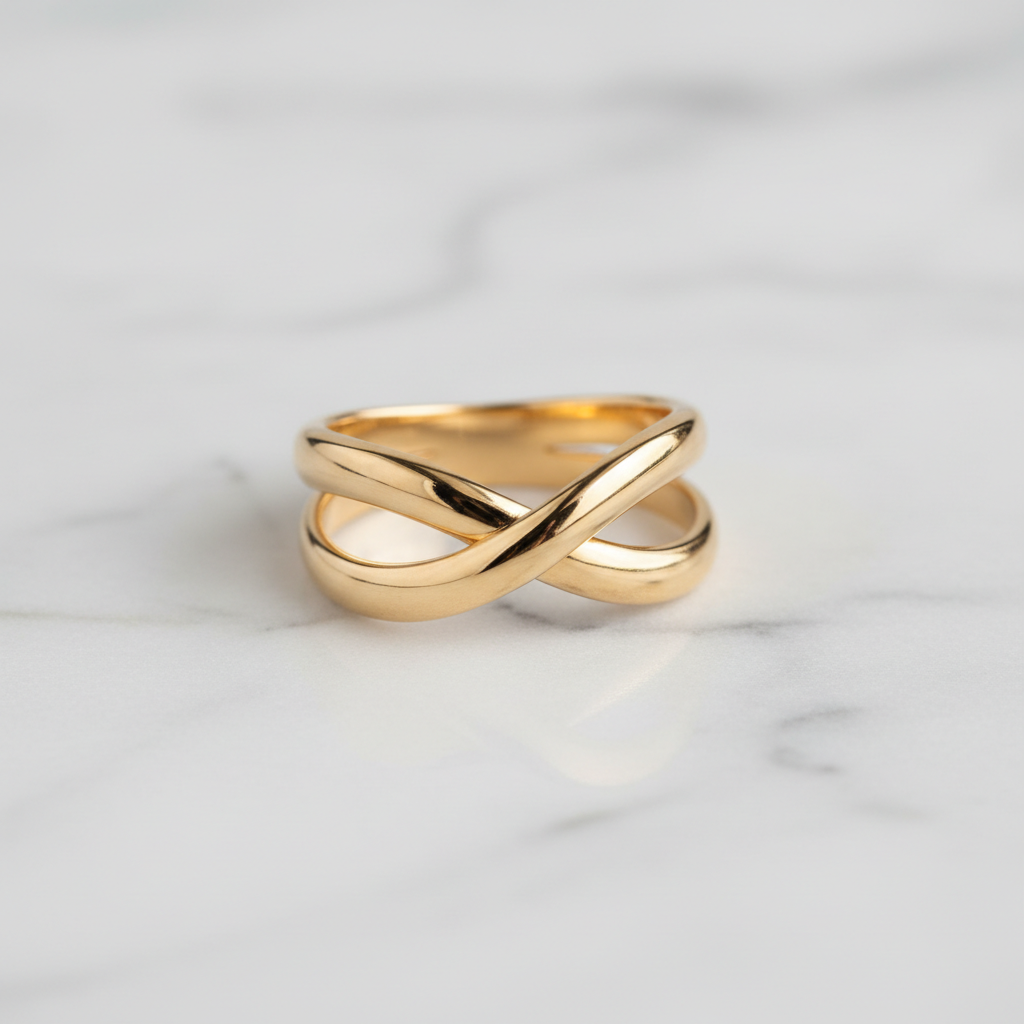 Anel Duplo Entrelaço Dourado