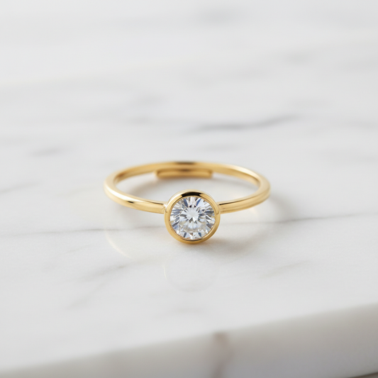 Anel Ajustável Feminino com Zircônia